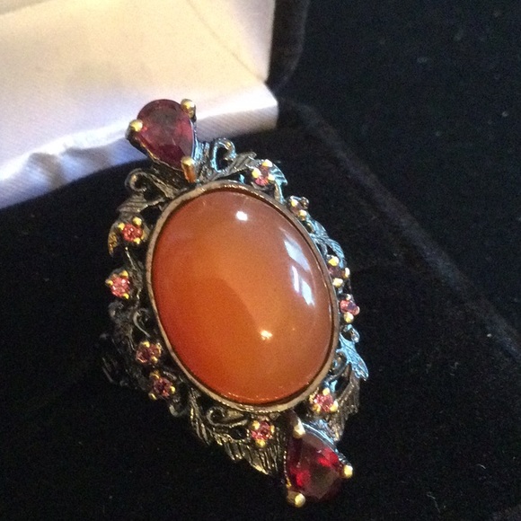 Genuine Carnelian Cabochon Garnet & Pink Sapphire